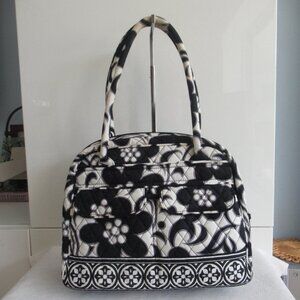 Vera Bradley Night And Day Floral Satchel Bag Tote, Very Roomy - Black & White